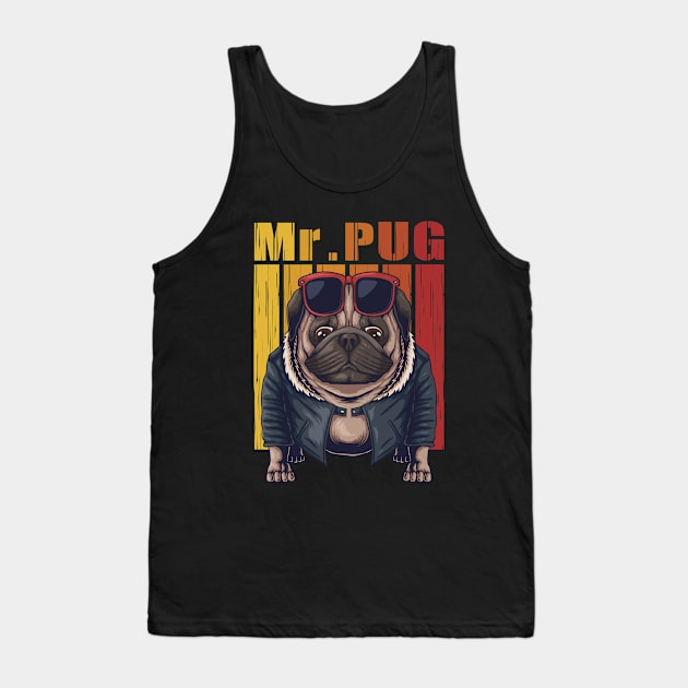 Mr. pug vintage Tank Top by Mako Design 